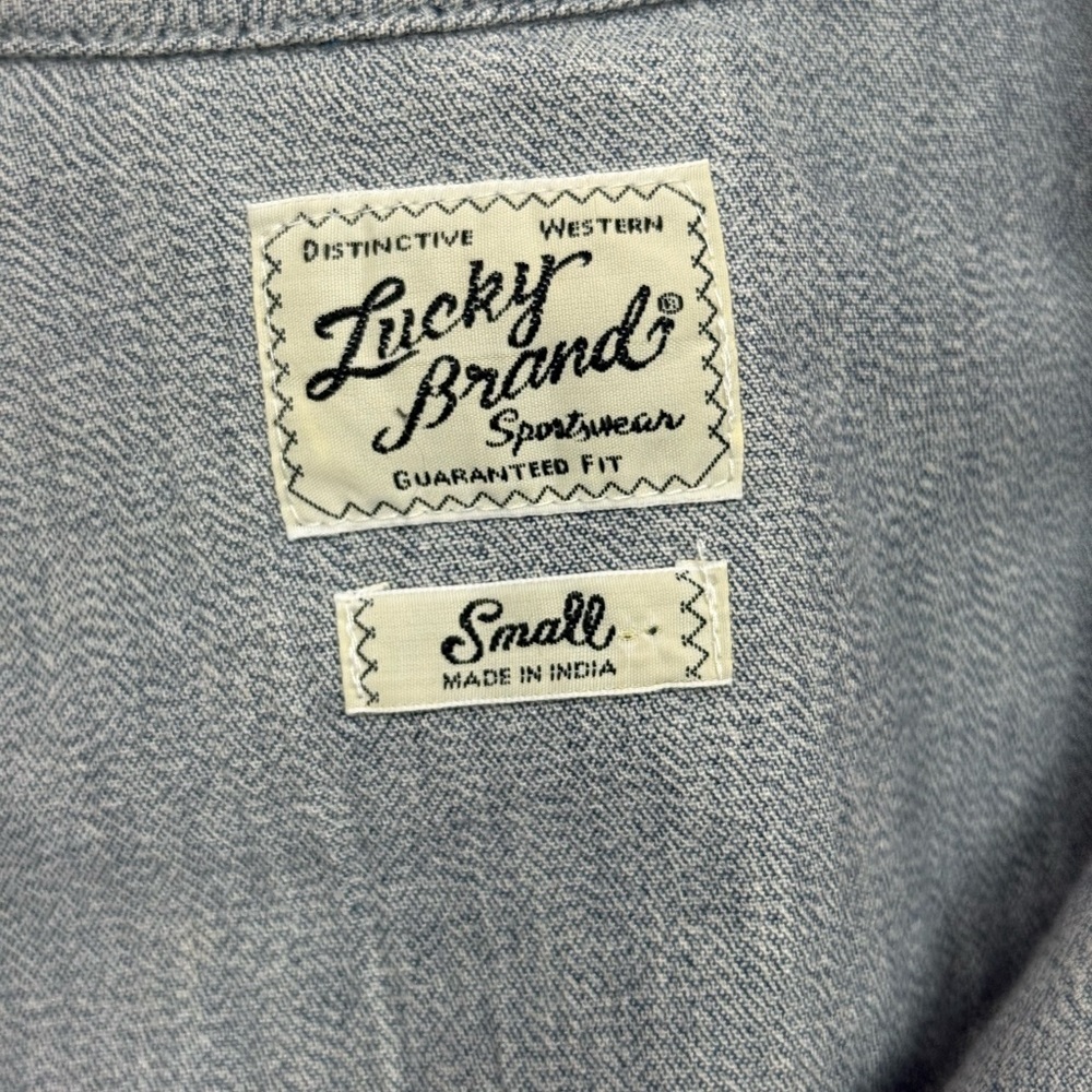 Lucky Brand Gray Herringbone Western Snap Shirt Size Small, Western Button Down - Picture 2 of 10